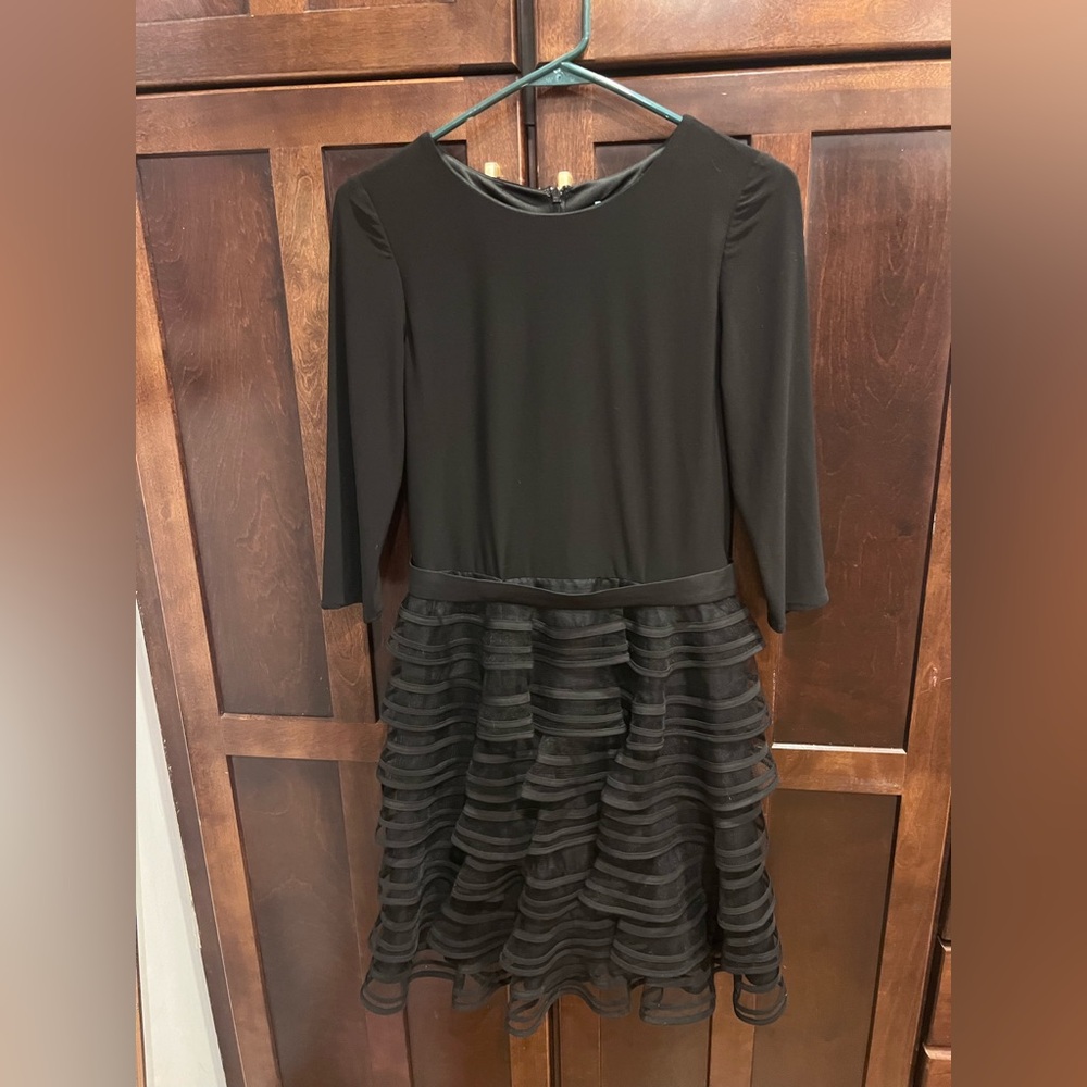 Elegant Black Ruffled Dress by Kathy Hilton